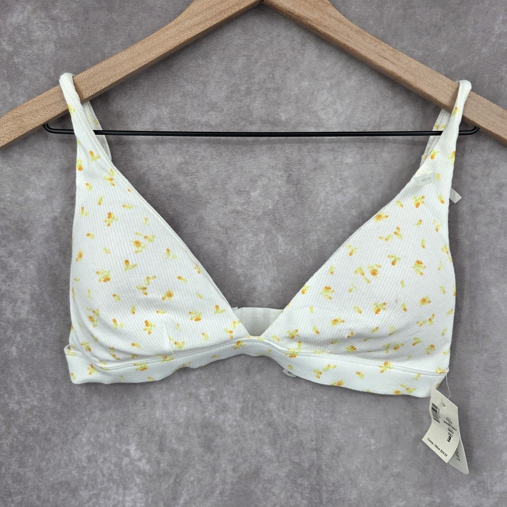Aéropostale Floral Ribbed Plunge Triangle Bra Size Large NEW Padded Cup